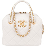 Chanel Quilted Lambskin CC Chanel19 Top Handle Bowling Handbag