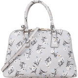 Prada Grey Saffiano Leather Floral Promenade Handbag