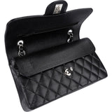 Chanel Quilted Caviar Leather Palladium Small Double Flap Shoulder Bag