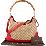 Gucci Monogram GG Bamboo Hobo Shoulder Bag