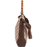 Gucci Monogram GG Canvas Bamboo Hobo Shoulder Bag