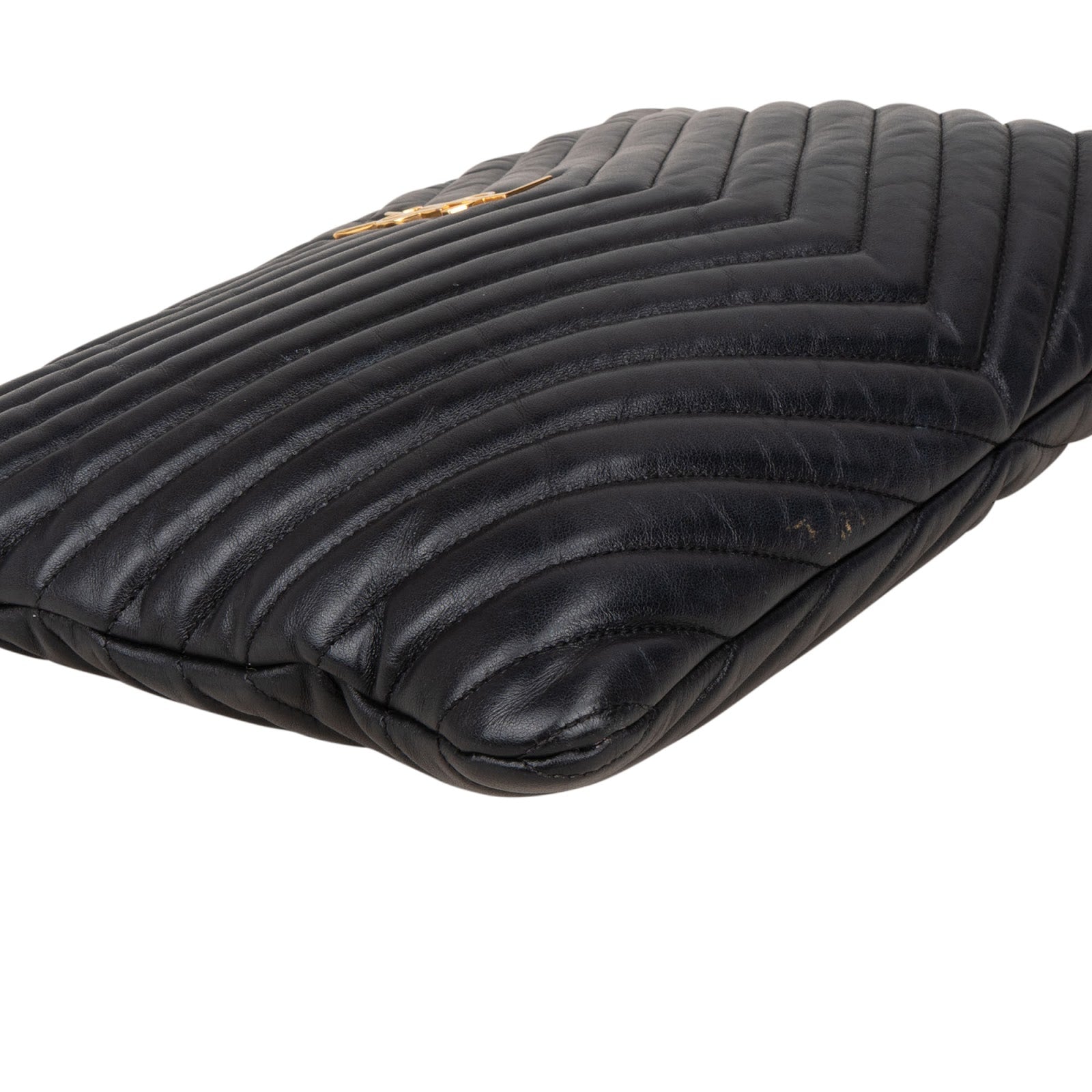 Saint Laurent Quilted Chevron Leather Clutch - vintageandkickz