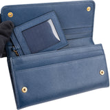 Prada Blue Saffiano Metal Continental Wallet
