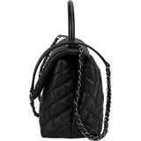 Chanel Quilted Caviar Leather Palladium Coco Handle Single Flap Handbag