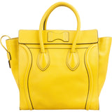 Celine Yellow Drummed Calfskin Luggage Tote Handbag
