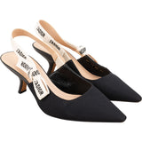 Christian Dior Black Leather Navy Fabric J'ADIOR Slingback Pumps (37)