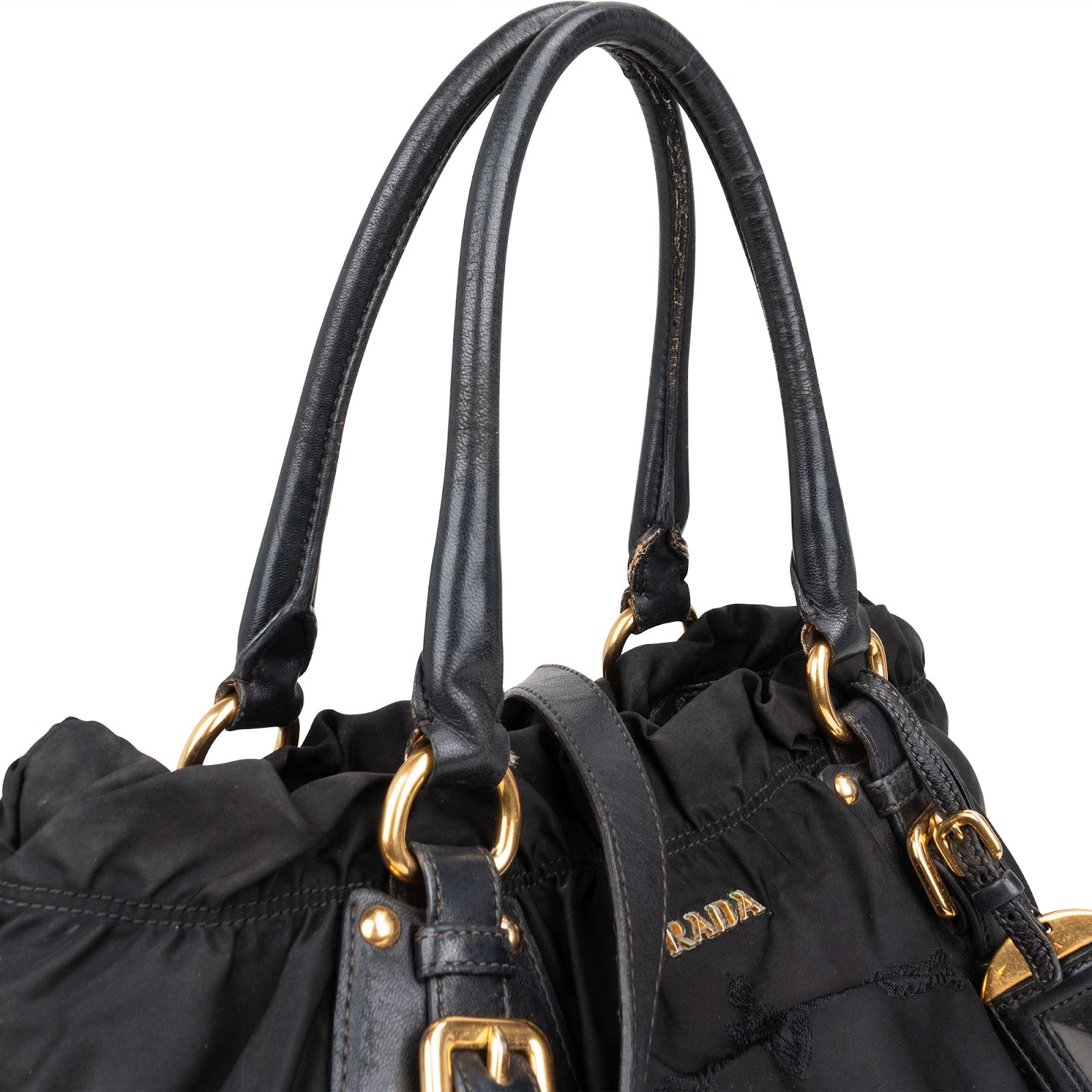 Prada Black Nylon Logo Handbag - vintageandkickz