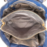 Miu Miu Blue Vitello Daino Leather Tote Handbag