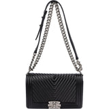Chanel Chevron Calfskin Palladium Medium Boy Single Crossbody Bag