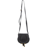 Chloé Black Grained Leather Marcie Small Saddle Crossbody Bag