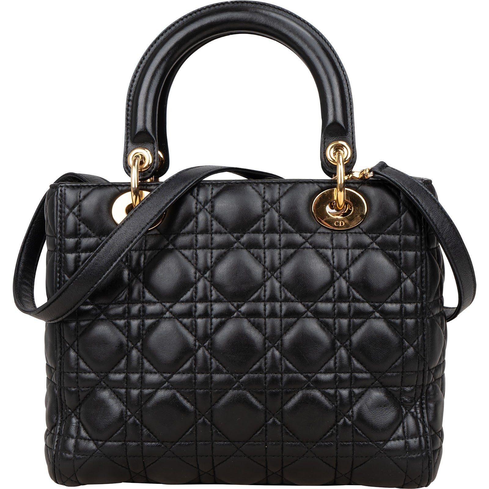 [🔄️B07 / F27] Christian Dior Quilted Lambskin Medium Lady Dior Handbag - vintageandkickz
