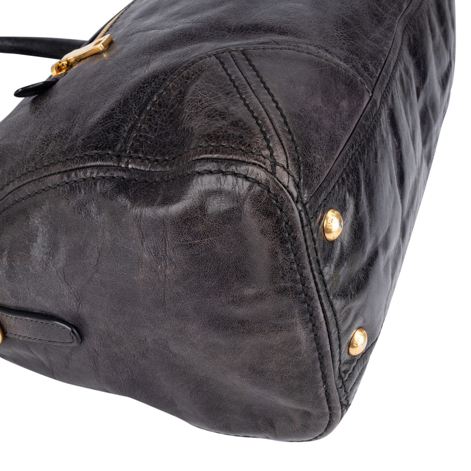 Prada Black Vitello Leather City Handbag - vintageandkickz