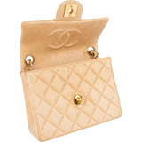 Chanel Quilted Lambskin 24K Gold Mini Single Flap Crossbody Bag