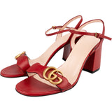 Gucci Red Leather GG Marmont Sandal Heels (38,5)