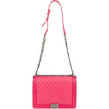 Chanel Pink Quilted Lambskin Large Boy Crossbody Bag