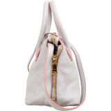 Miu Miu Grey Vitello Daino Leather Side Zip Small Tote Handbag