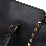 Valentino Black Calfskin Rockstud Small Tote Handbag