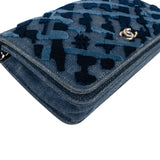 Chanel Denim Velvet Graffiti Wallet On Chain Crossbody Bag