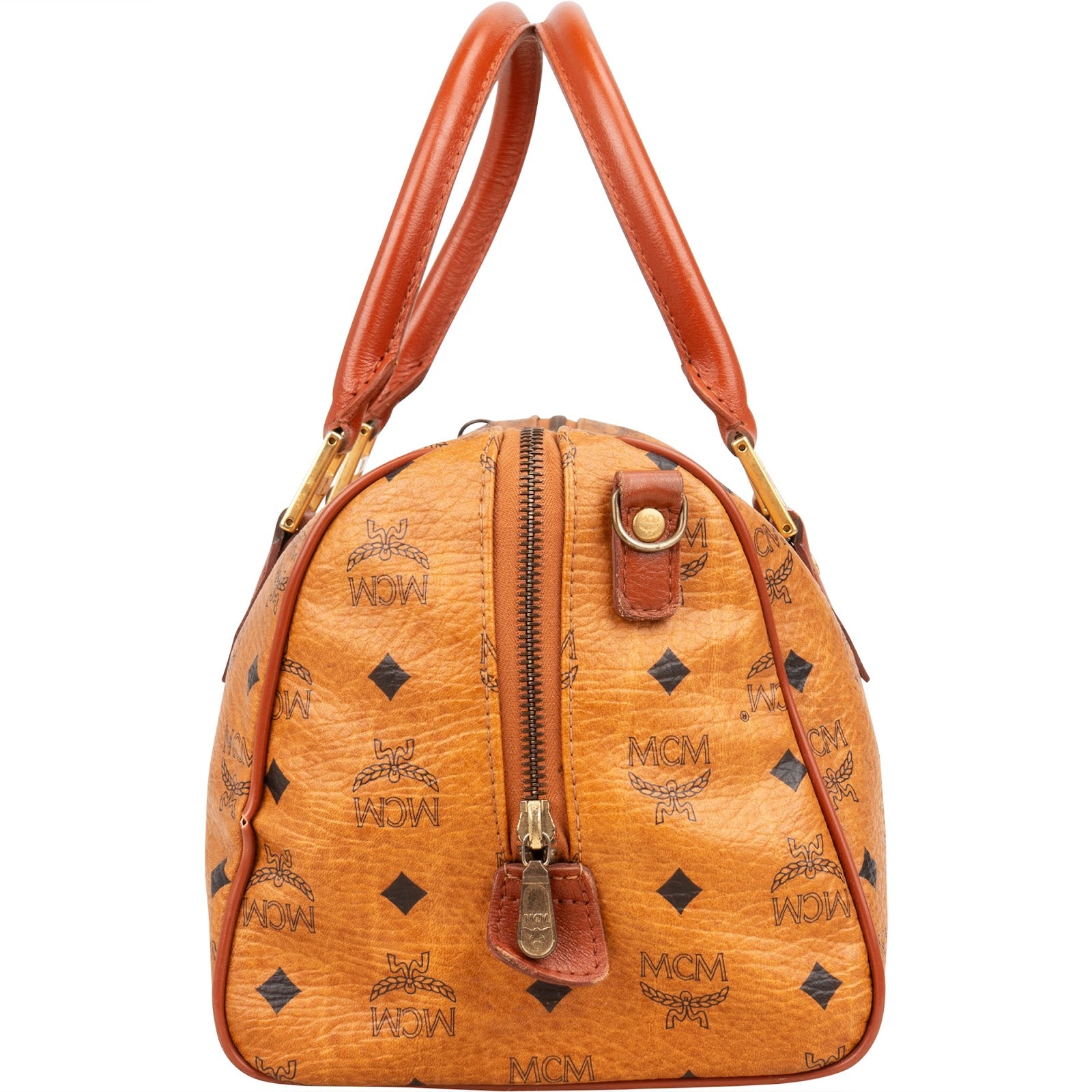 MCM Monogram Visetos Boston Handbag - vintageandkickz