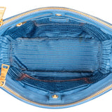 Prada Blue Vitello Daino Gallaria Tote Handbag