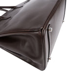 Hermès Brun Boxcalf Leather Palladium Birkin 35 Handbag