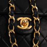 Chanel Quilted Lambskin Rectangular 24K Gold Single Flap Crossbody Bag