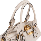 Chloé White Grained Leather Paddington Handbag