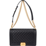 Chanel Quilted Lambskin New Medium Boy Single Flap Crossbody Bag