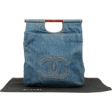 Chanel Denim CC Tortoise Handle Tote Handbag