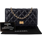 Chanel Quilted Crinkled Navy Lambskin 2.55 Reissue Wallet on Chain Crossbody Bag