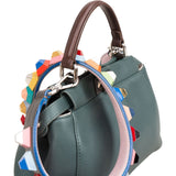Fendi Petrol Leather Peekaboo Mini Handbag