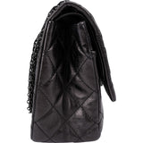 Chanel Aged Qulited Calfskin 2.55 Reissue So Black Jumbo Double Flap Crossbody Bag