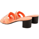 Hermès Pink Leather Suede Crystal Studded Oasis Oran Heel Sandals (38)