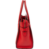 Celine Red Drummed Calfskin Leather Luggage Handbag