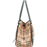 Burberry Haymarket Check Coated Canvas Equestrian Knight Hobo Shoulder Bag