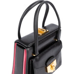 Prada Calfskin Leather Double Turnlock Handbag - vintageandkickz