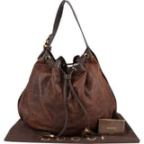 Gucci Guccissima Leather Drawstring Interlocking G Tassel Hobo Shoulder Bag
