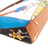 Loewe Limited "Paula's Ibiza Parrot" Print Leather & Denim Fringe Puzzle Handbag