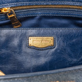 Miu Miu Blue Vitello Lux Tote Handbag