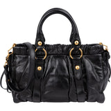Miu Miu Vitello Lux Leather Gathered Tote Handbag