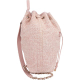 Chanel Woven Tweed Deauville Drawstring Bucket Backpack