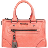 Miu Miu Vitello Lux Leather Small Bauletto Padlock Handbag
