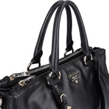 Prada Black Soft Leather Vitello Double Zip Handbag