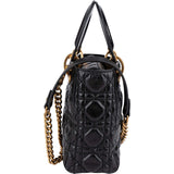 Christian Dior Crinkled Quilted Lambskin Lady Dior Handbag