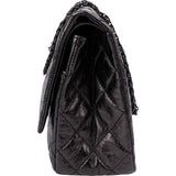Chanel Aged Qulited Calfskin 2.55 Reissue So Black Jumbo Double Flap Crossbody Bag