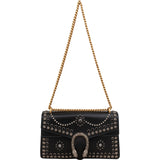 Gucci Black Soft Leather Dionysus Studded Shoulder Bag