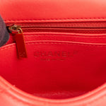 [🔄️B06 / F15] Chanel Red Leather Chevron Lambskin Mini Flap Bag with Top Handle Handbag - vintageandkickz