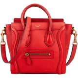 Céline Drummed Calfskin Luggage Nano Handbag