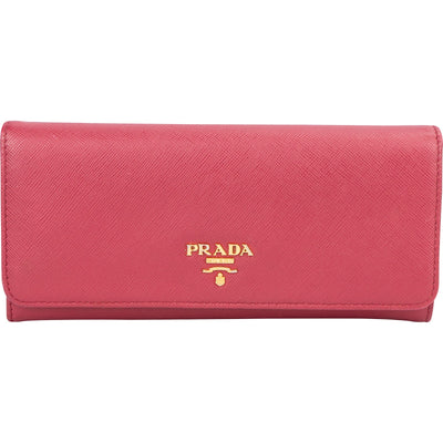 Prada Pink Saffiano Leather Continental Wallet