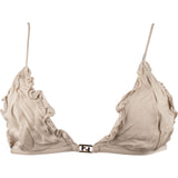 Fendi Beige Ruffled FF Emblem Bikini Top Swimwear (DE34 / XS)